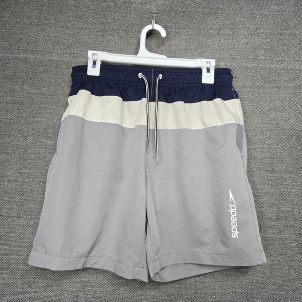 Speedo Mens Swim Trunks Colorblock Board Shorts Navy Grey 7784525 Size M